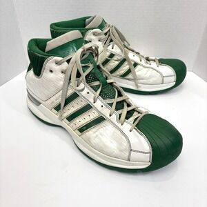 Adidas Pro Model Retro Shoes Mens Sz 15 White Green High Top Basketball Sneakers